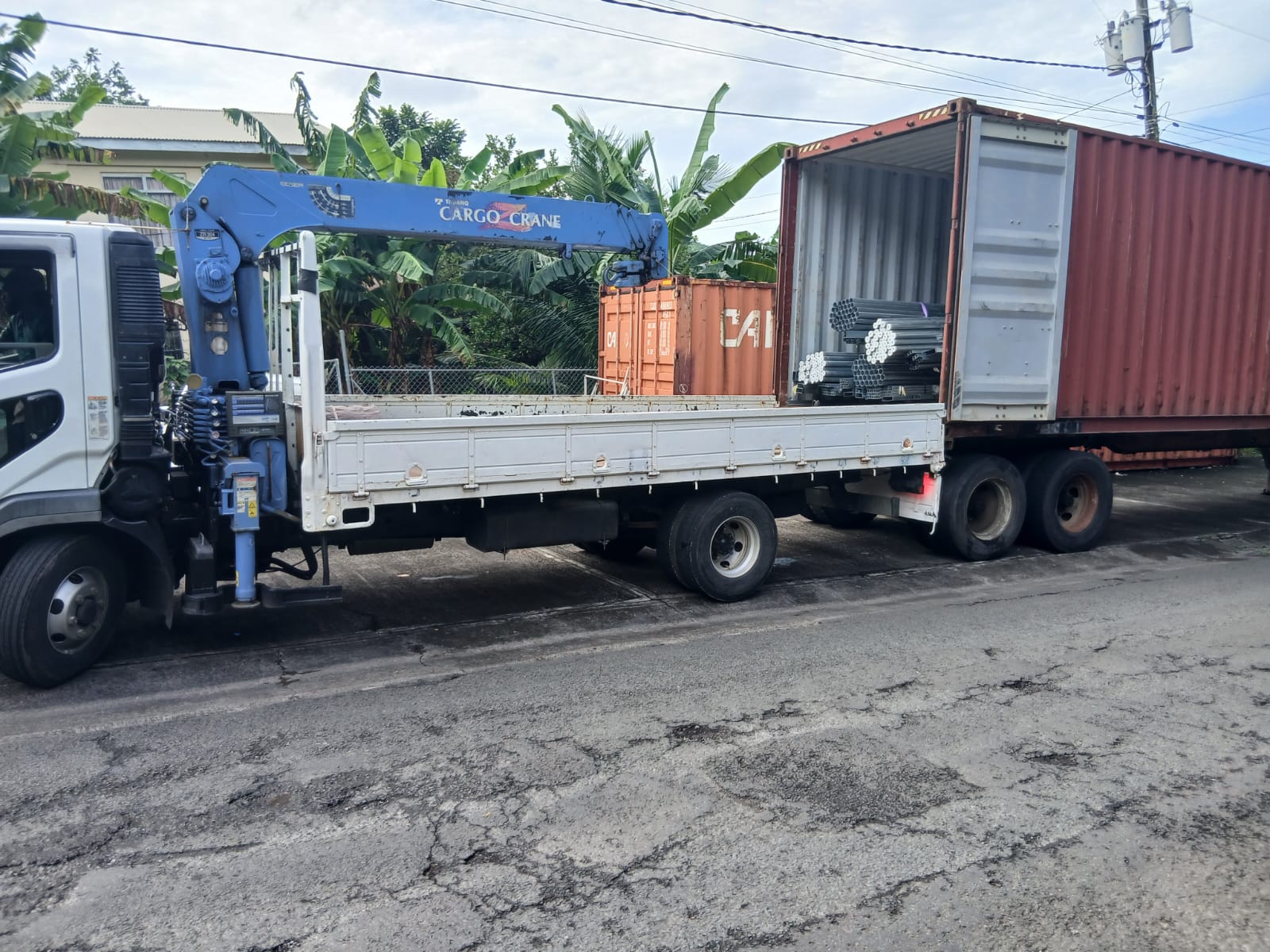 Offloading the container for Shipment to Carriacou